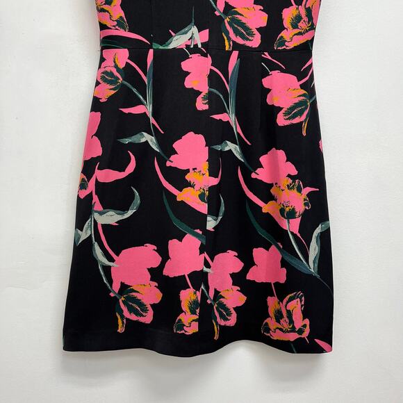 Milly Atalie Floral Print Pegged V-Neck Short Sleeve Tailored Mini Dress Size 4 - Picture 10 of 15